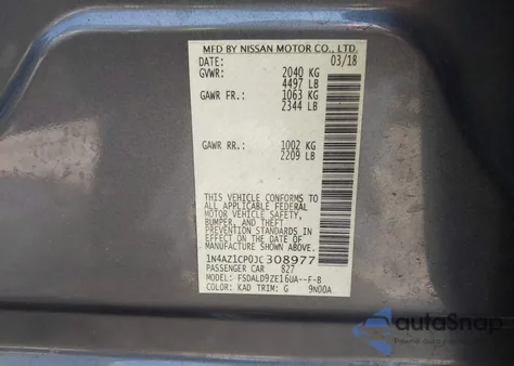 2018 Nissan Leaf Sv from USA, damaged, VIN 1N4AZ1CP0JC308977